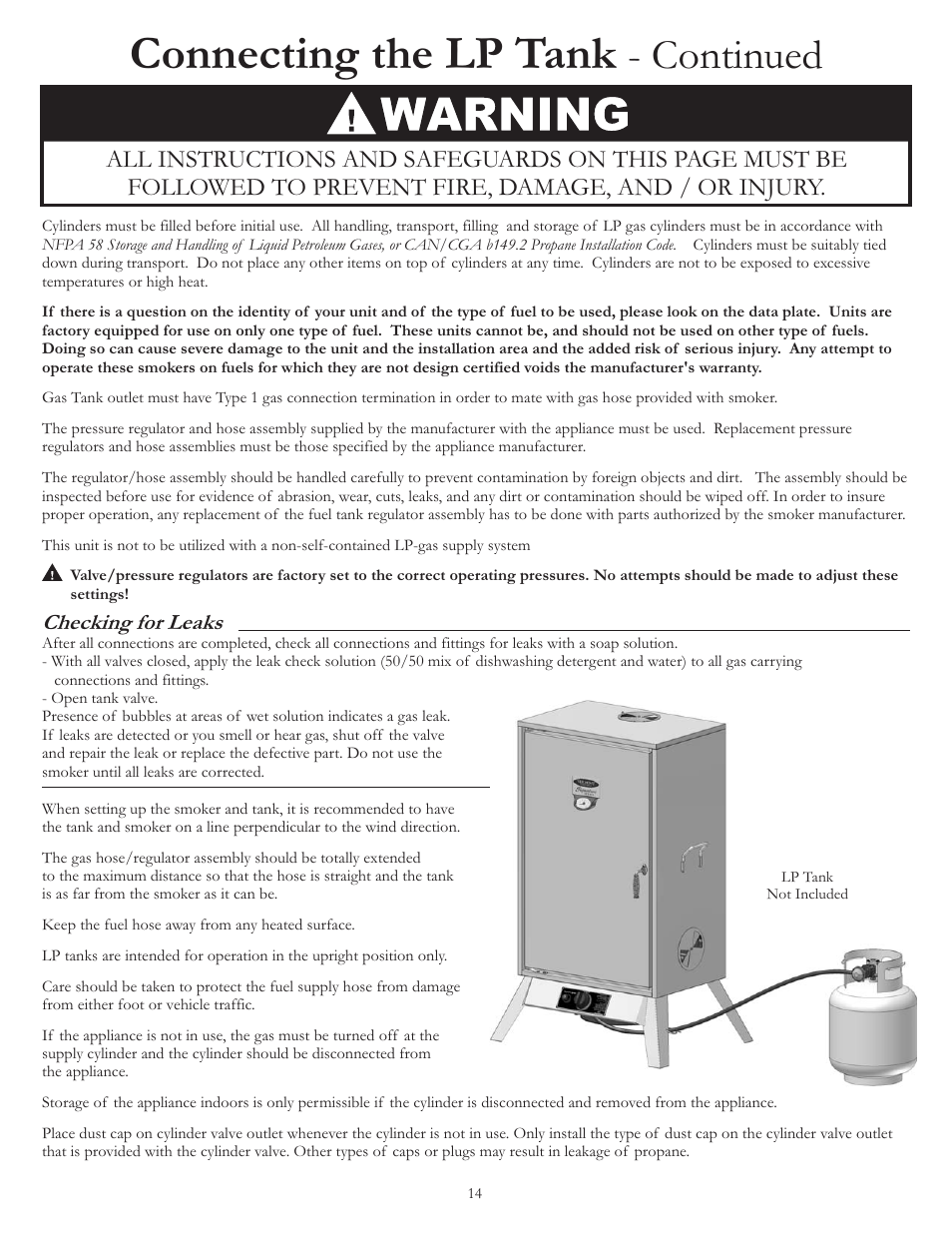 Connecting the lp tank, Continued | Vermont Casting VC3624GS User Manual | Page 16 / 24