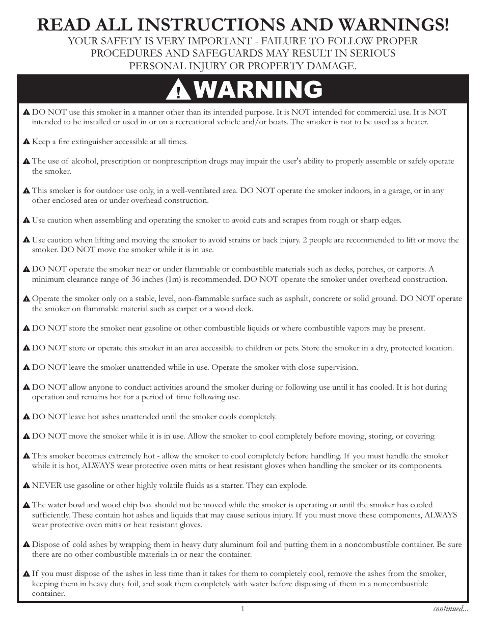 Read all instructions and warnings | Vermont Casting VC3624GS User Manual | Page 3 / 24