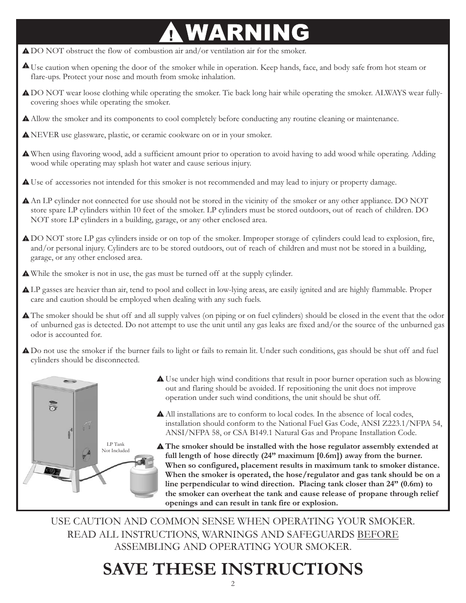 Save these instructions | Vermont Casting VC3624GS User Manual | Page 4 / 24