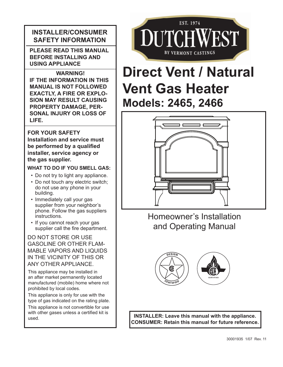 Vermont Casting 2466 User Manual | 36 pages