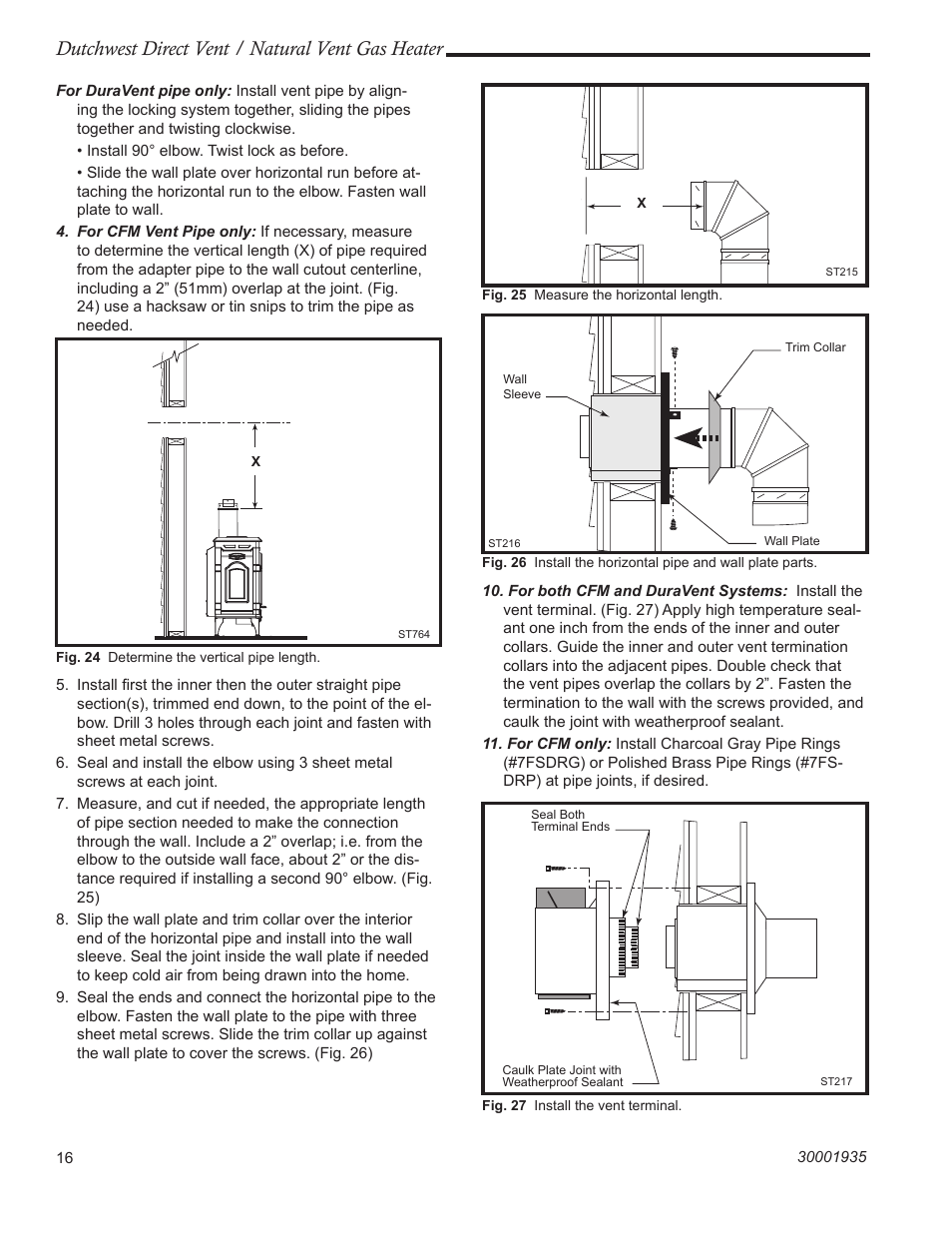 Dutchwest direct vent / natural vent gas heater | Vermont Casting 2466 User Manual | Page 16 / 36