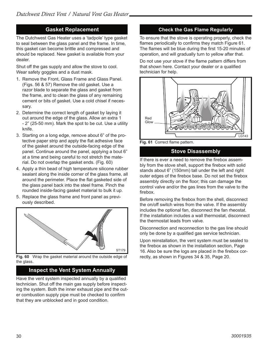 Dutchwest direct vent / natural vent gas heater | Vermont Casting 2466 User Manual | Page 30 / 36
