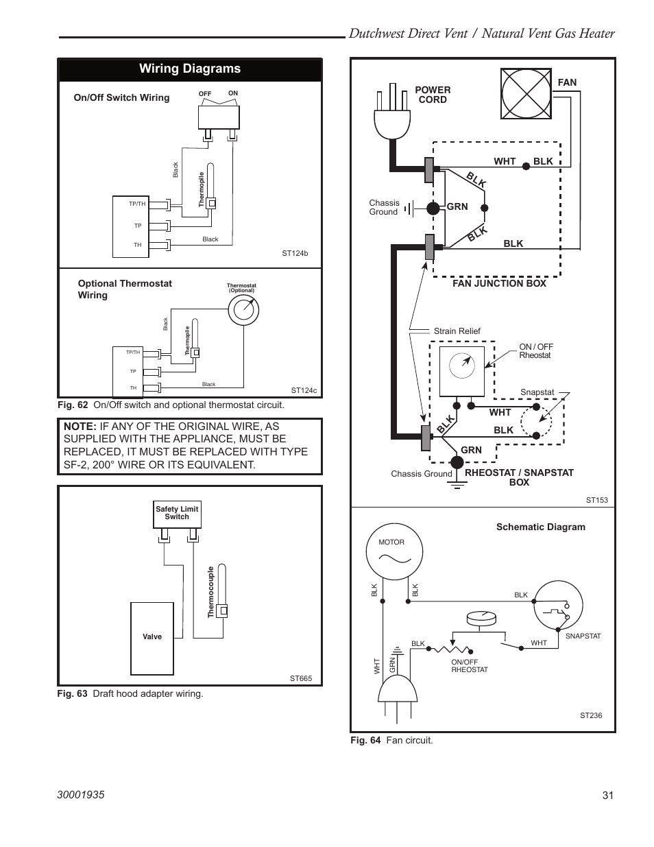 Dutchwest direct vent / natural vent gas heater, Wiring diagrams | Vermont Casting 2466 User Manual | Page 31 / 36