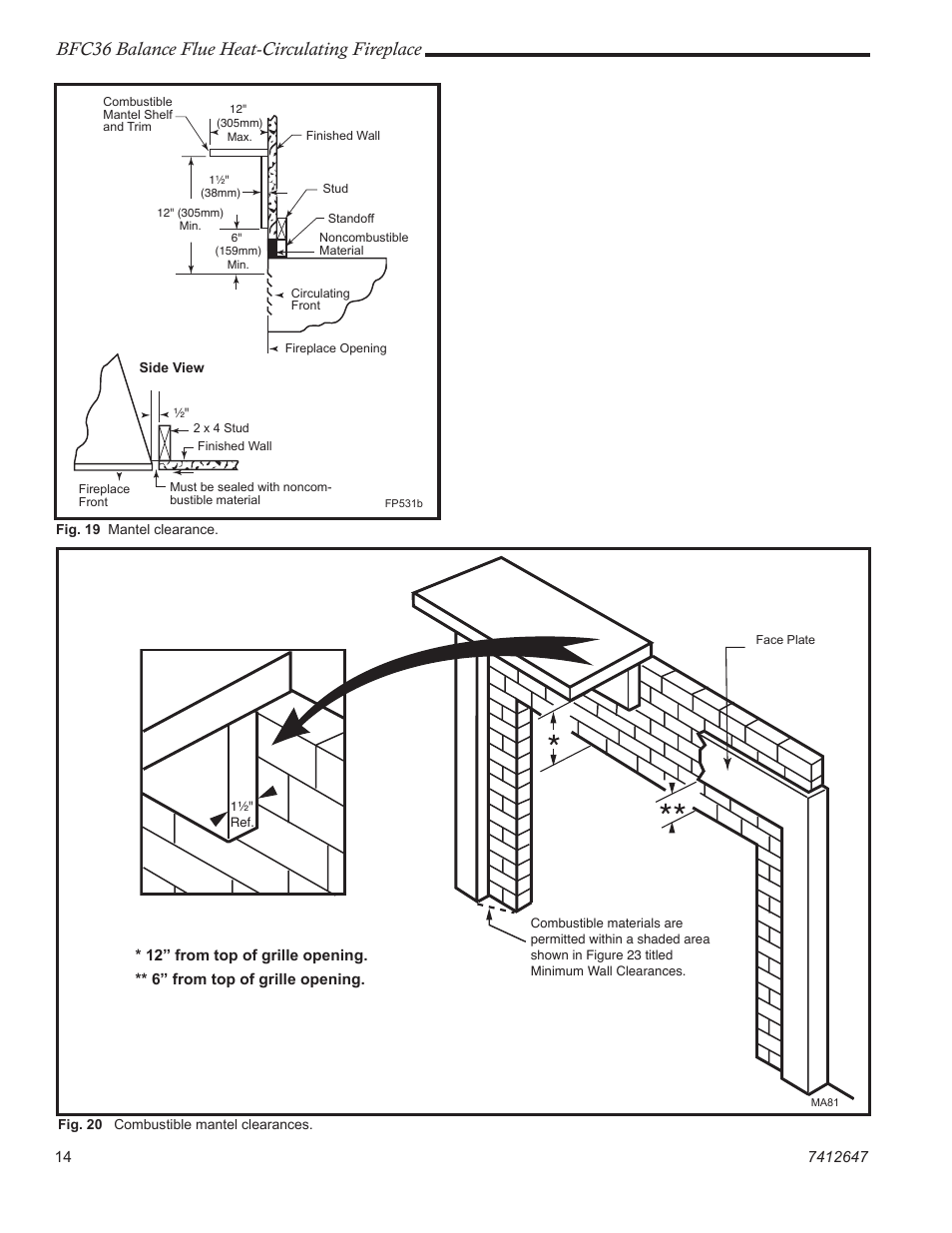 Bfc36 balance flue heat-circulating fireplace | Vermont Casting 647 BFC User Manual | Page 14 / 24