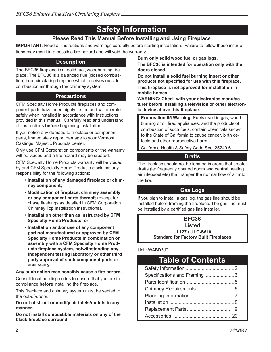 Vermont Casting 647 BFC User Manual | Page 2 / 24