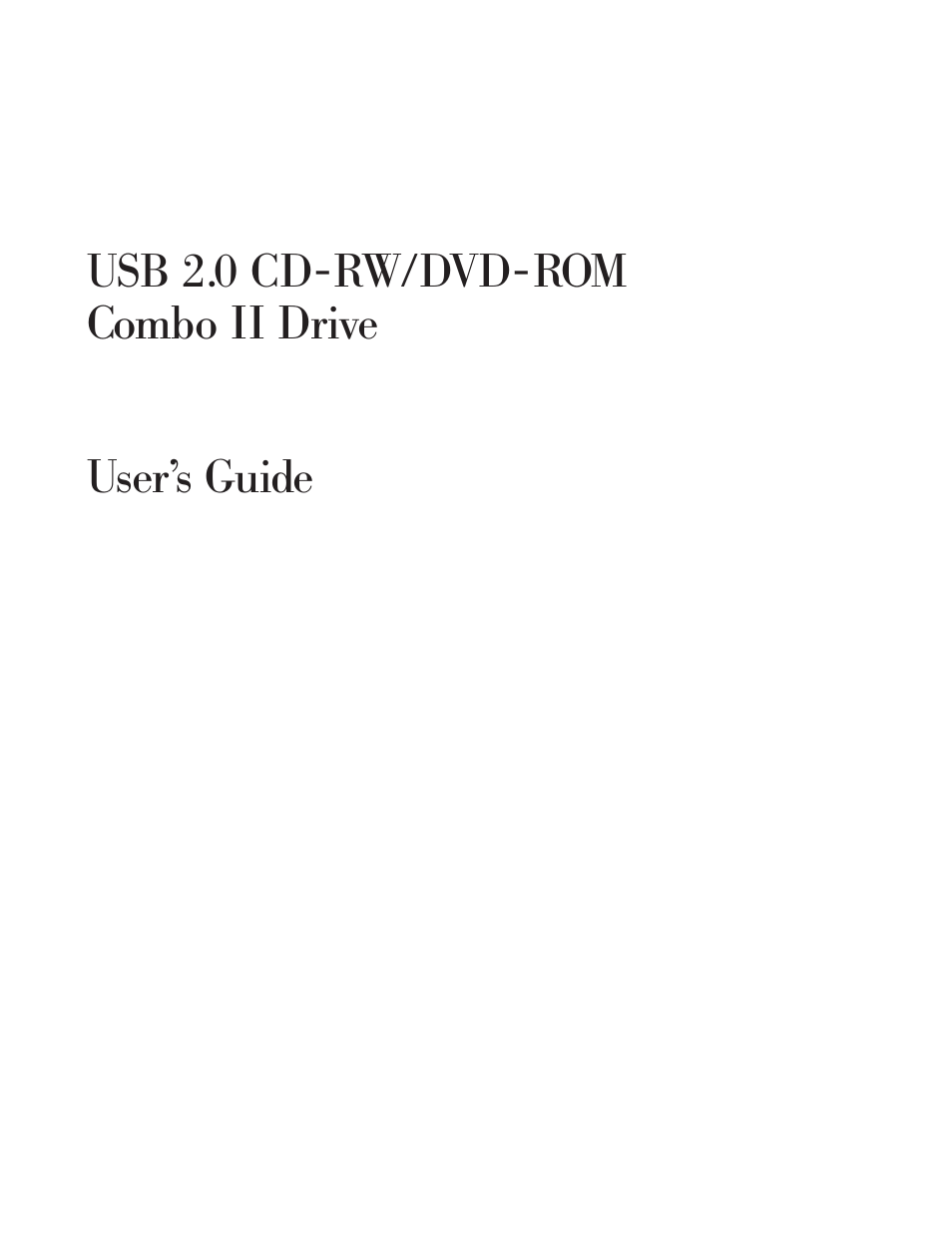 Cd-rw/dvd-rom, Combo, Drive | User’s, Guide | Lenovo USB 2.0 CD-RW/DVD-ROM Combo II Drive User Manual | Page 3 / 74