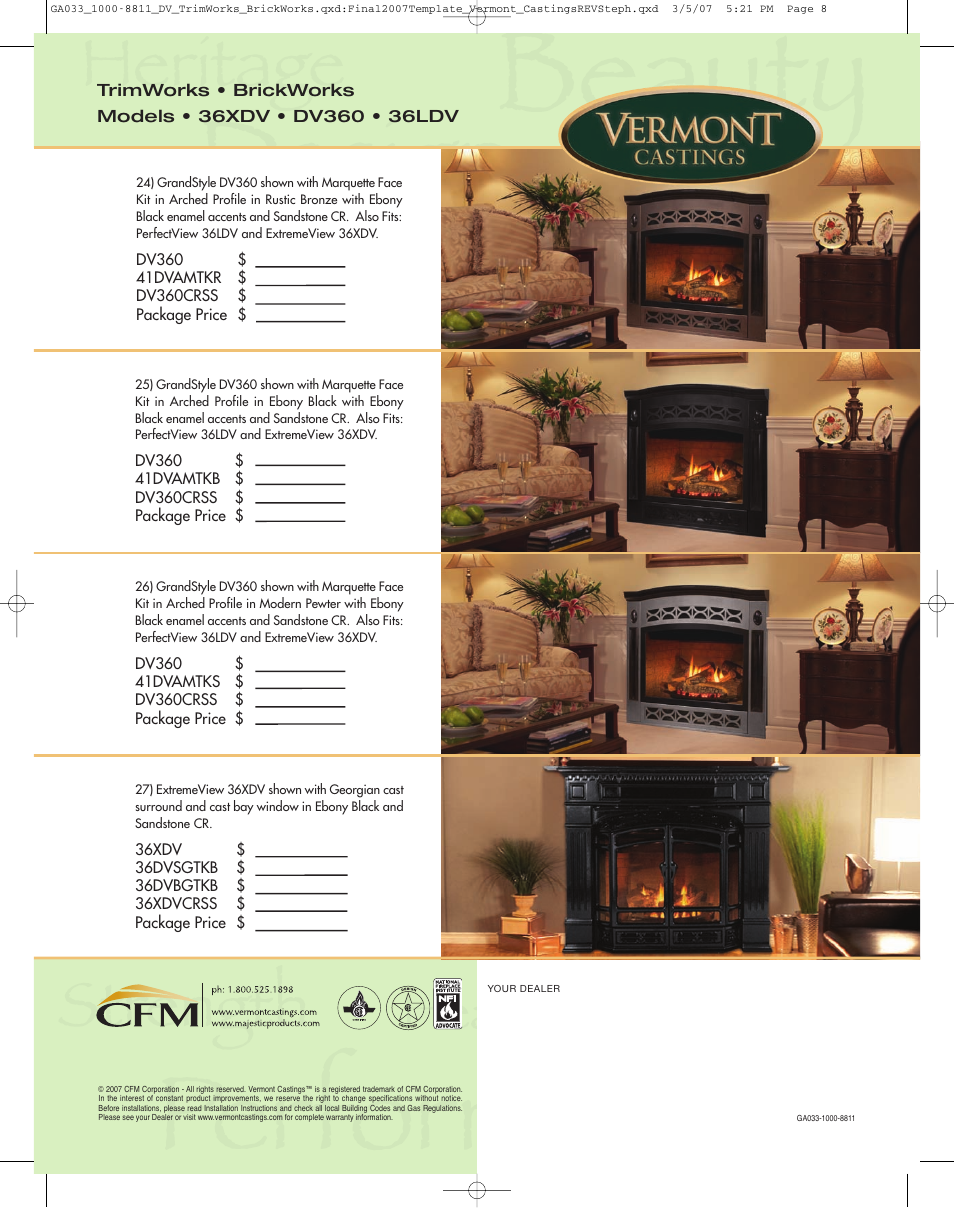 Vermont Casting TrimWorks & BrickWorks 36LDV User Manual | Page 8 / 8