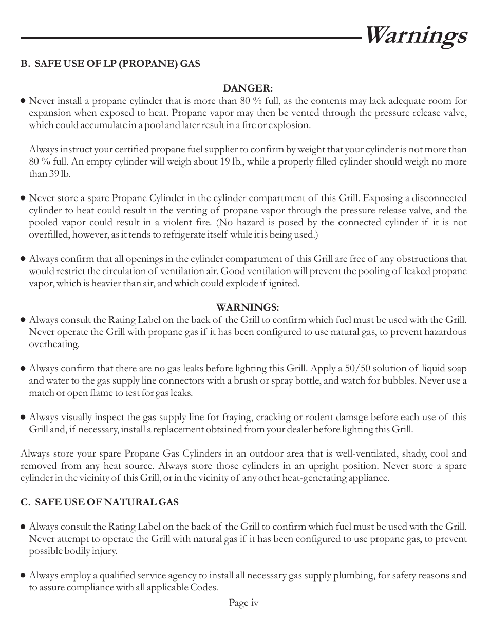 Warnings | Vermont Casting VCS4027 User Manual | Page 5 / 27