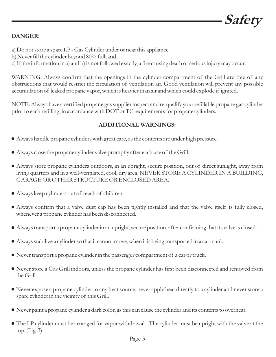 Safety | Vermont Casting VCS4027 User Manual | Page 8 / 27