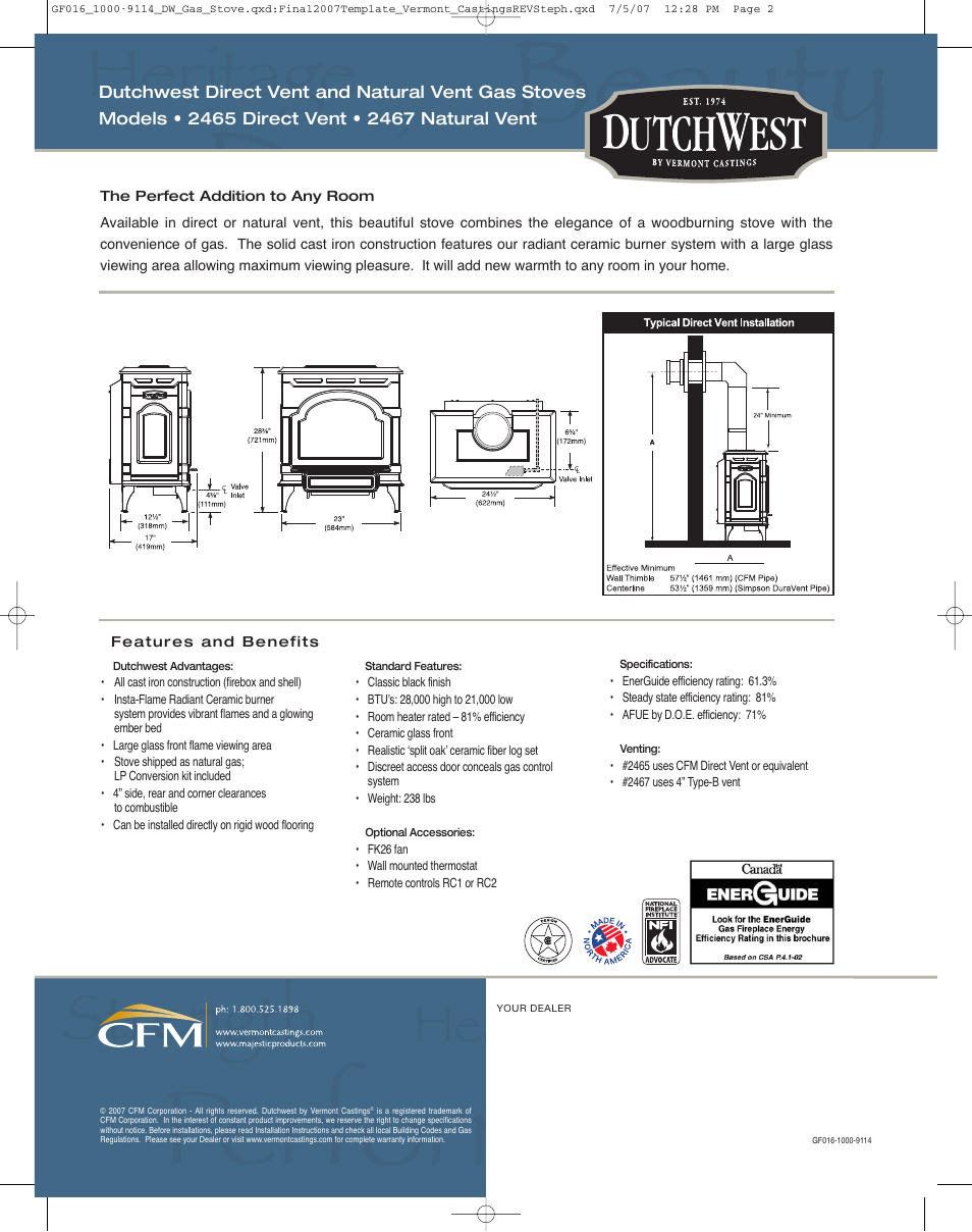 Vermont Casting 2465 User Manual | Page 2 / 2