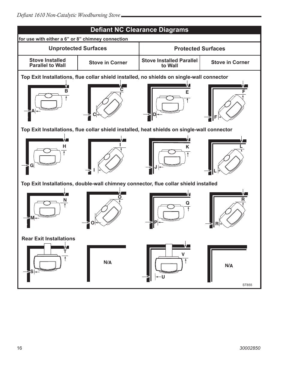 Deﬁant nc clearance diagrams | Vermont Casting 1610 User Manual | Page 16 / 40