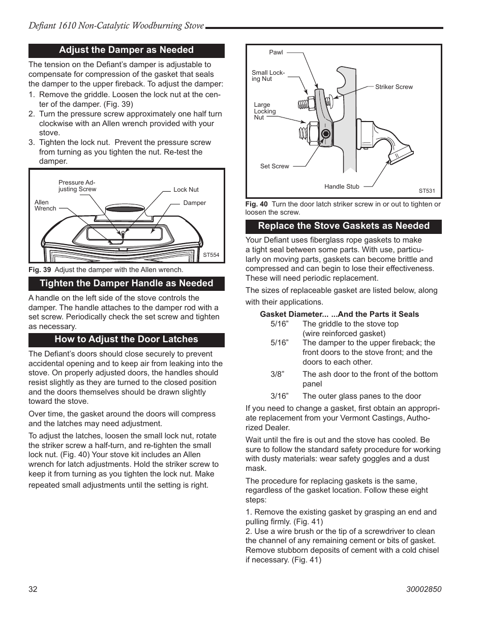 Vermont Casting 1610 User Manual | Page 32 / 40