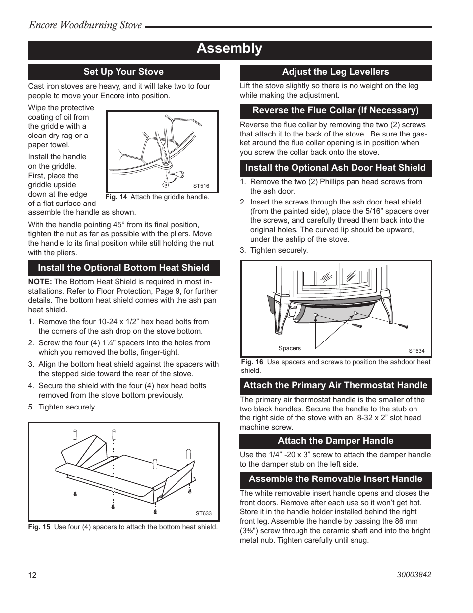 Assembly, Encore woodburning stove | Vermont Casting 2550CE User Manual | Page 12 / 32