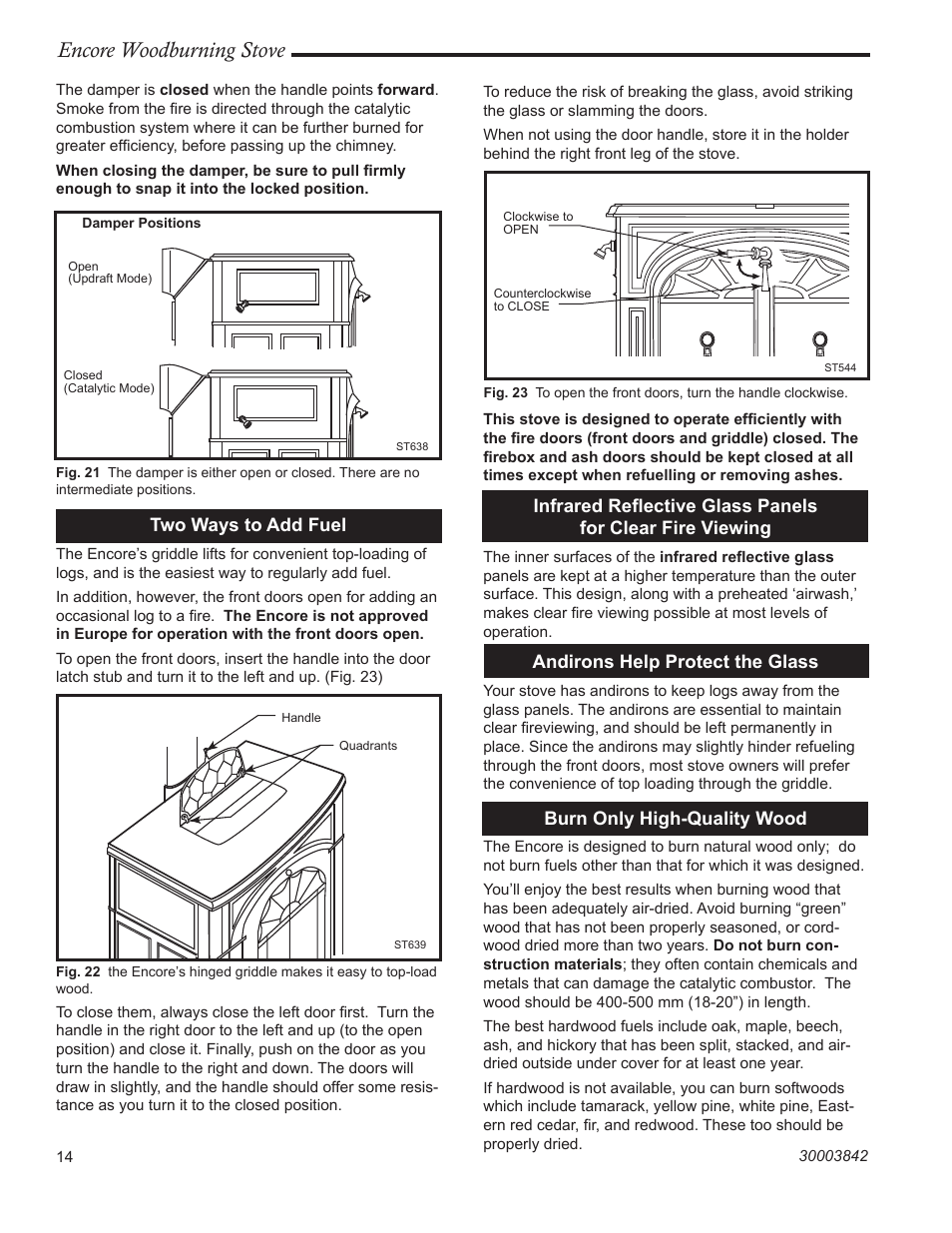 Encore woodburning stove | Vermont Casting 2550CE User Manual | Page 14 / 32