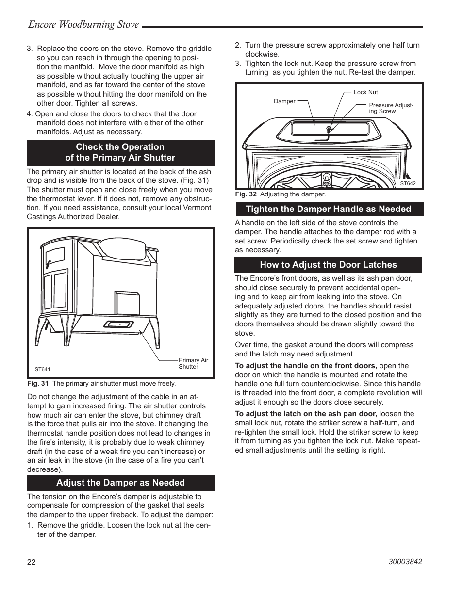 Encore woodburning stove | Vermont Casting 2550CE User Manual | Page 22 / 32