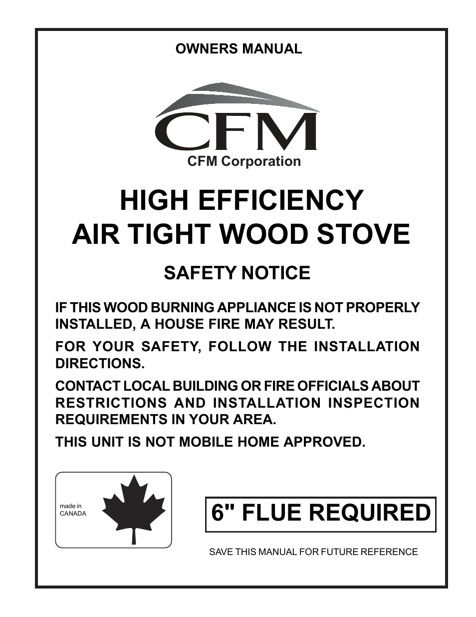Vermont Casting WOOD STOVE User Manual | 14 pages