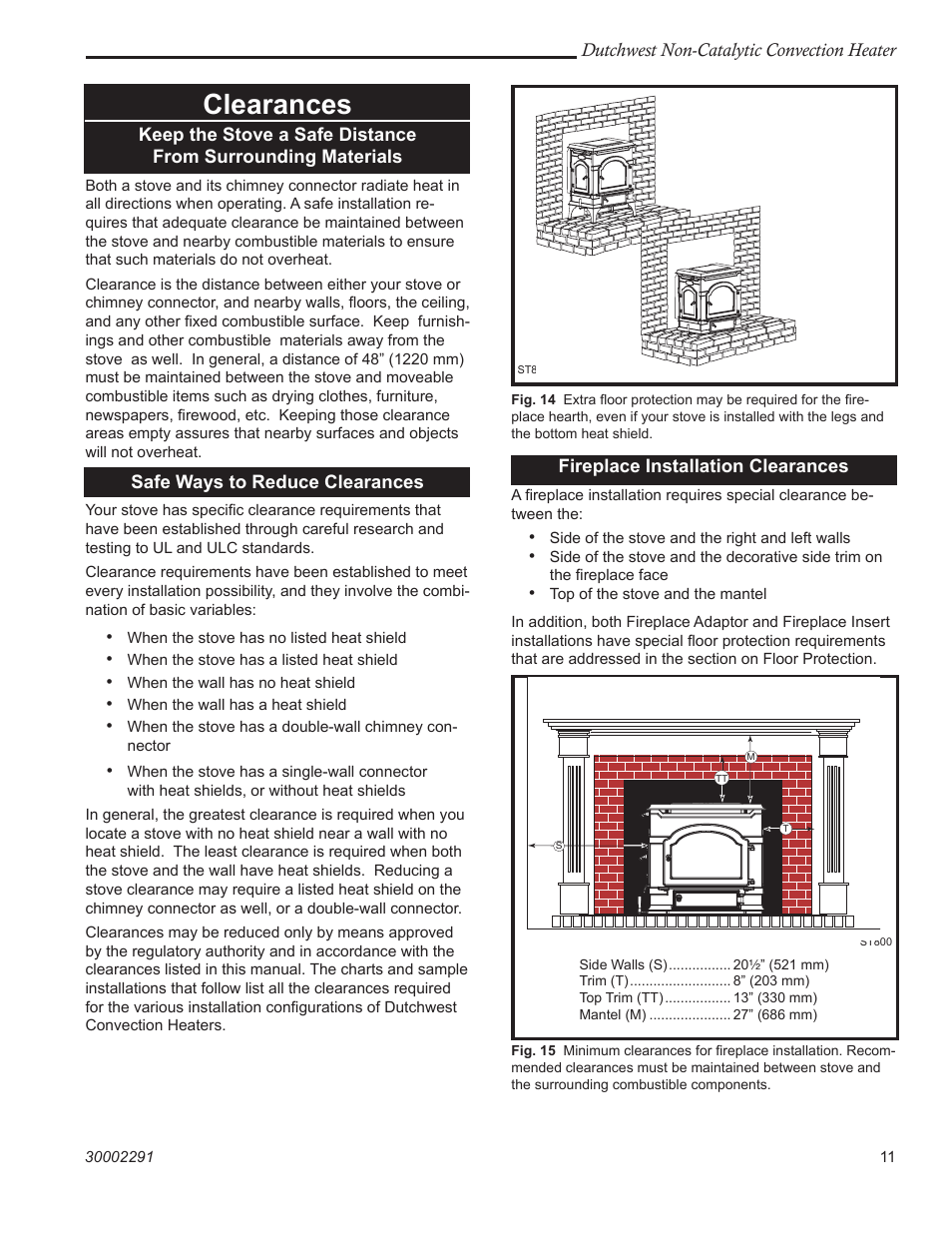 Clearances | Vermont Casting 2479 User Manual | Page 11 / 32