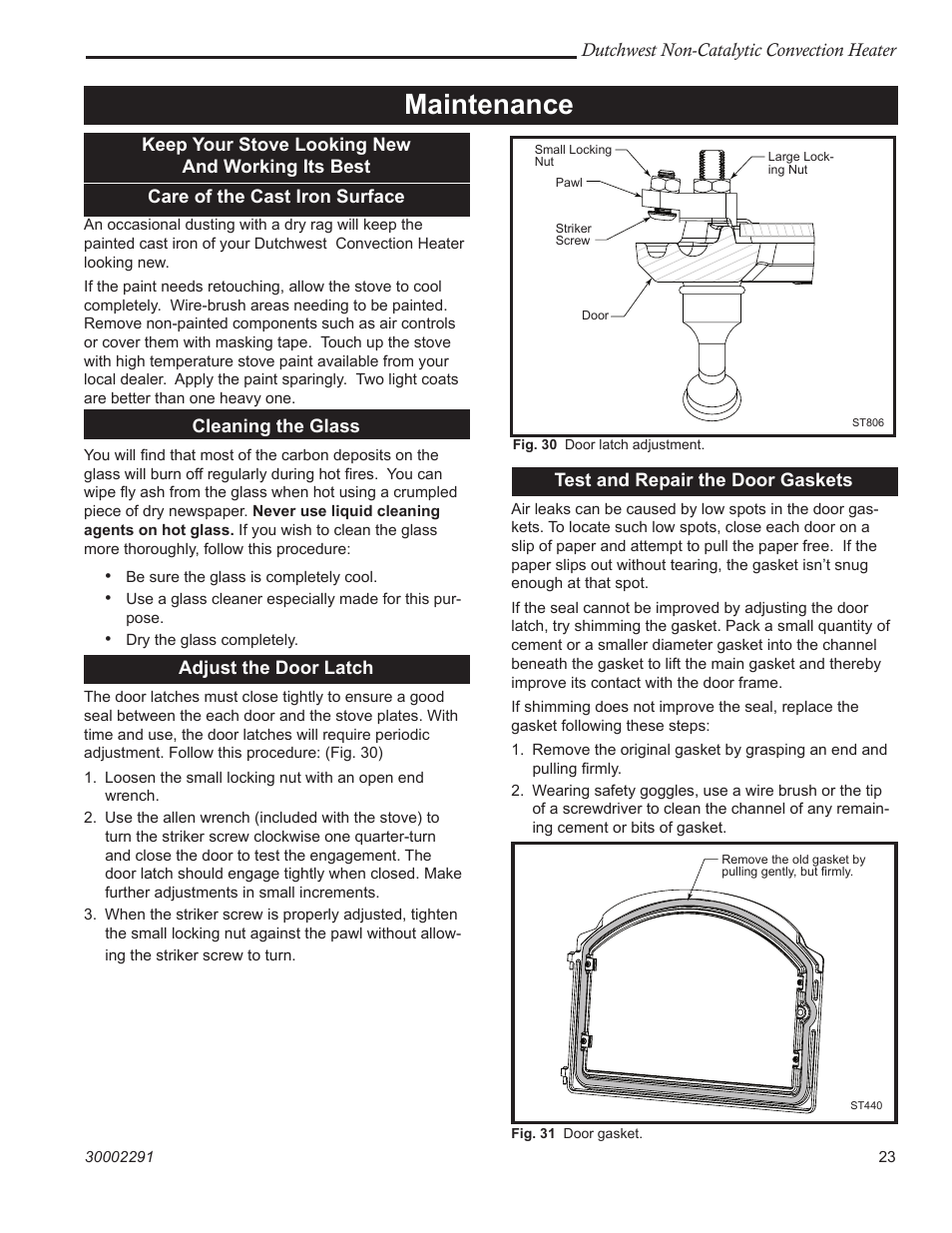 Maintenance | Vermont Casting 2479 User Manual | Page 23 / 32