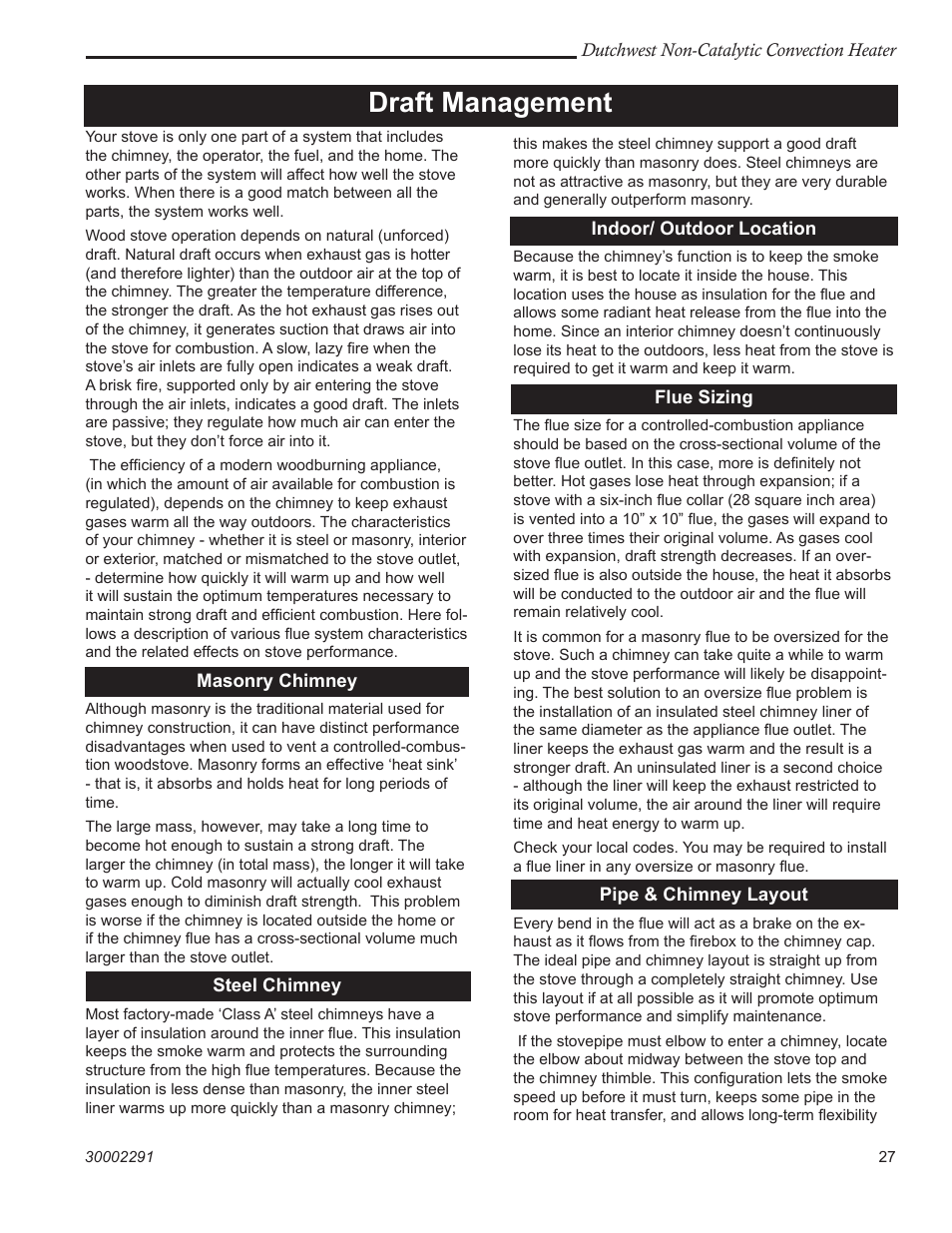 Draft management | Vermont Casting 2479 User Manual | Page 27 / 32