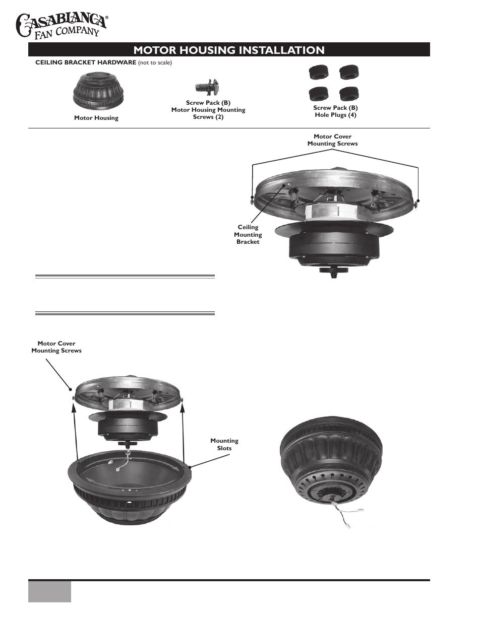 Motor housing installation | Vermont Casting Vermont Ceiling C34G624M User Manual | Page 10 / 21