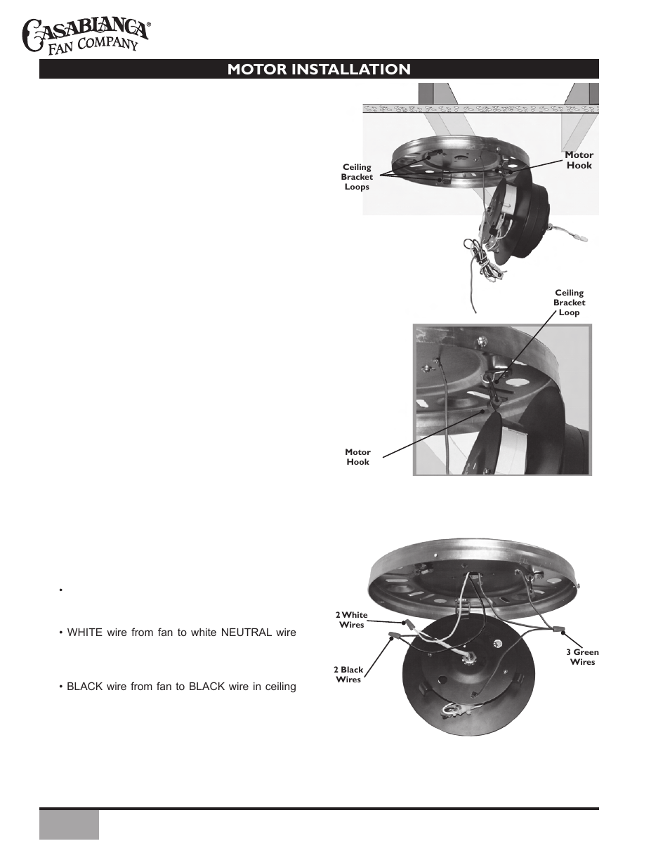 Motor installation | Vermont Casting Vermont Ceiling C34G624M User Manual | Page 8 / 21