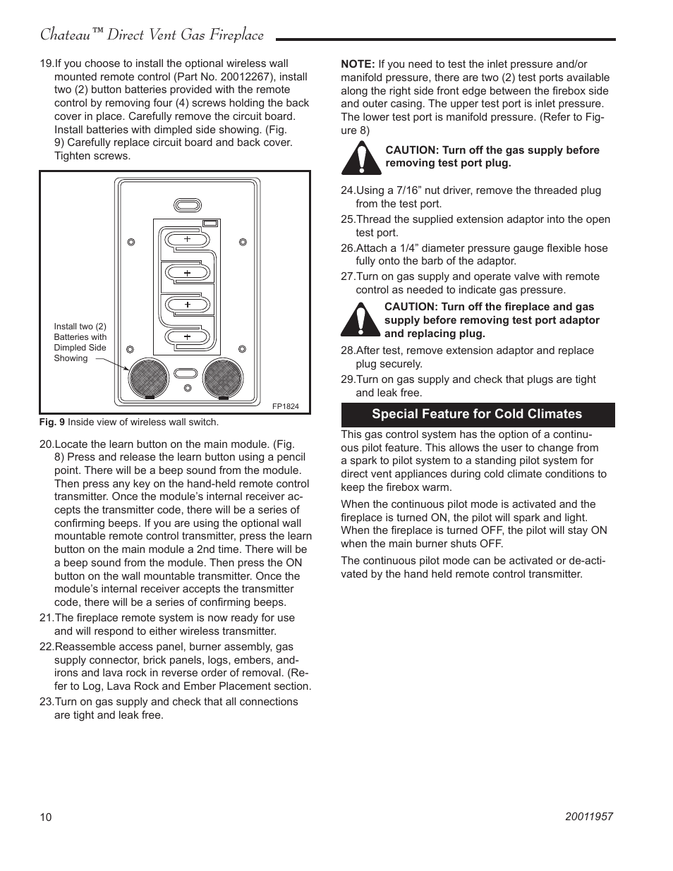 Chateau™ direct vent gas fireplace | Vermont Casting ChateauTM DTV38s2 User Manual | Page 10 / 48