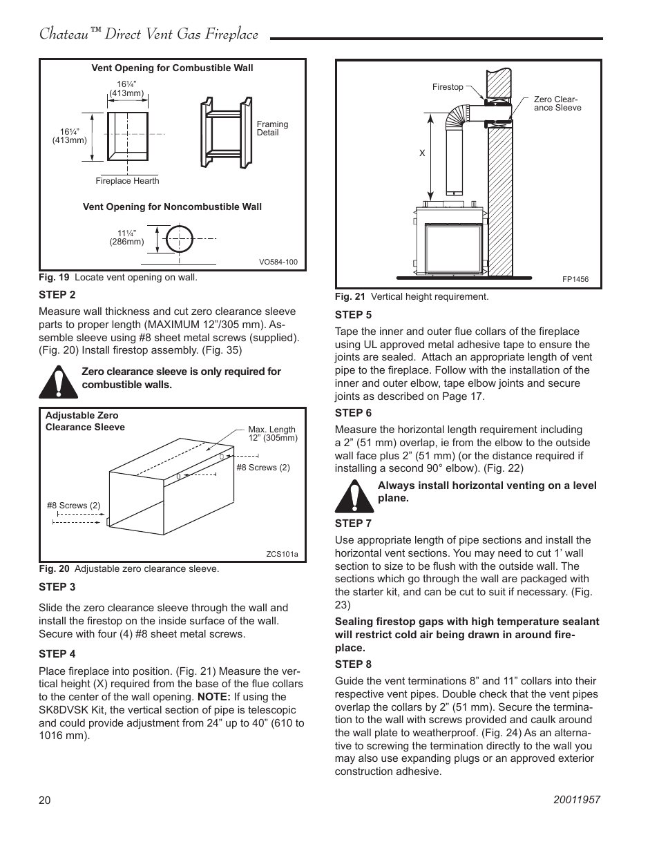 Chateau™ direct vent gas fireplace | Vermont Casting ChateauTM DTV38s2 User Manual | Page 20 / 48