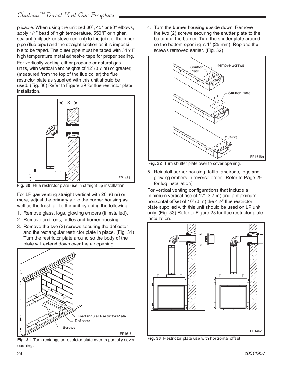 Chateau™ direct vent gas fireplace | Vermont Casting ChateauTM DTV38s2 User Manual | Page 24 / 48