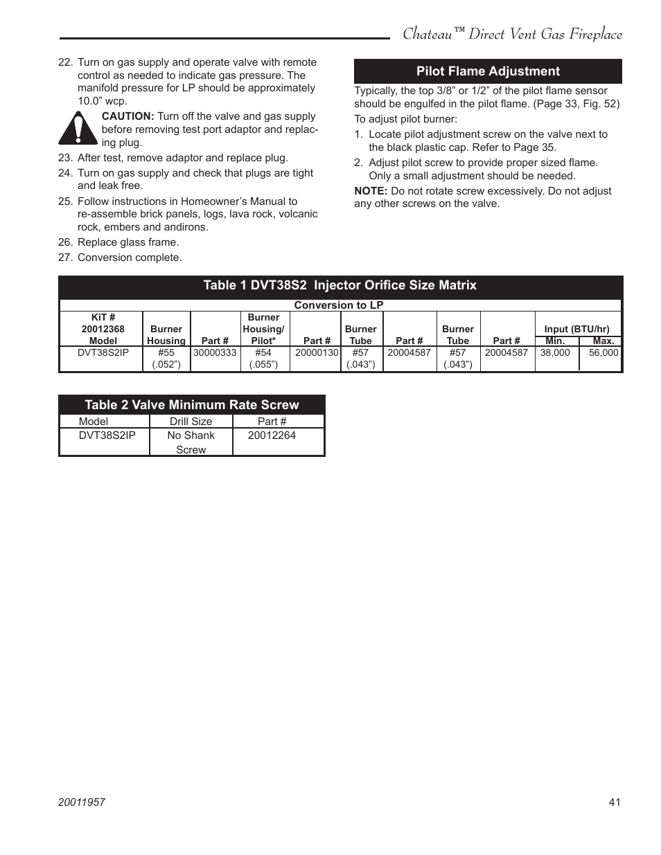 Chateau™ direct vent gas fireplace | Vermont Casting ChateauTM DTV38s2 User Manual | Page 41 / 48