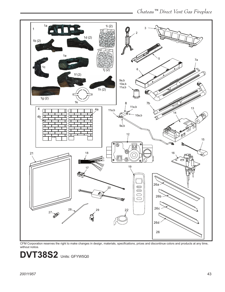 Dvt38s2, Chateau™ direct vent gas fireplace | Vermont Casting ChateauTM DTV38s2 User Manual | Page 43 / 48