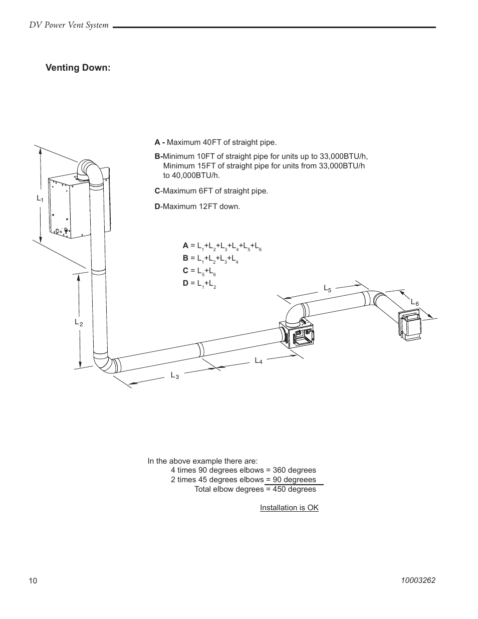 Dv power vent system, Venting down | Vermont Casting 7PDVS User Manual | Page 10 / 24