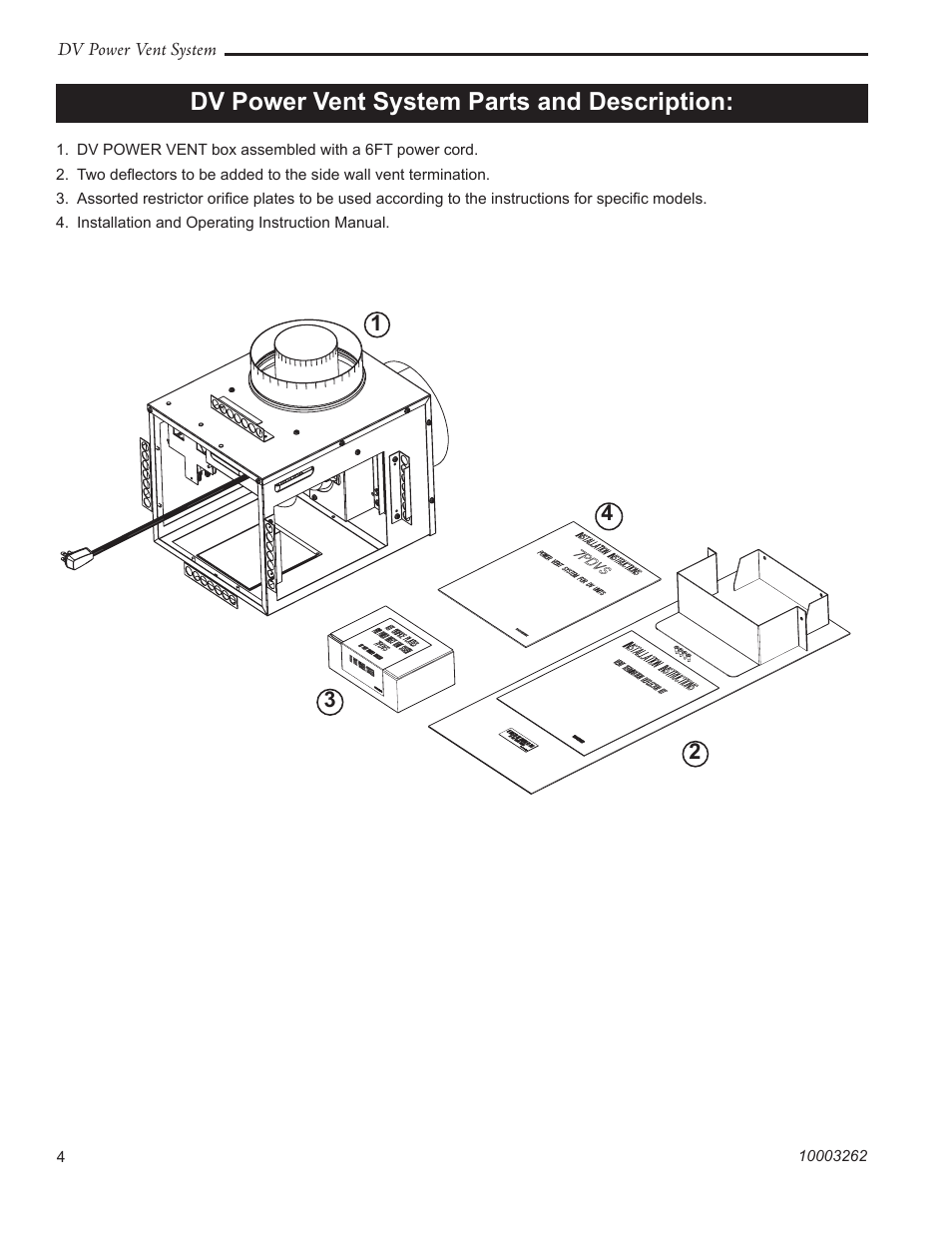 Dv power vent system parts and description | Vermont Casting 7PDVS User Manual | Page 4 / 24