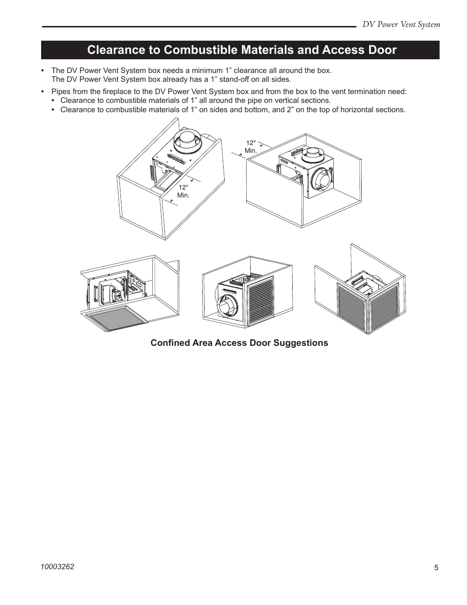 Clearance to combustible materials and access door | Vermont Casting 7PDVS User Manual | Page 5 / 24