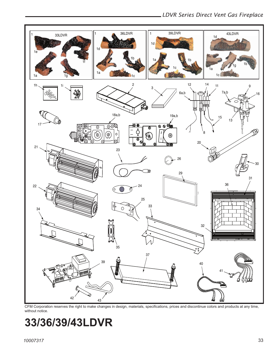 Ldvr series direct vent gas fireplace | Vermont Casting 43LDVR User Manual | Page 33 / 40