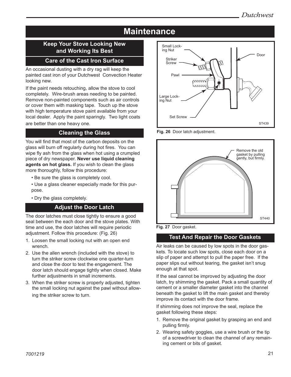 Maintenance, Dutchwest | Vermont Casting 2463 User Manual | Page 21 / 32
