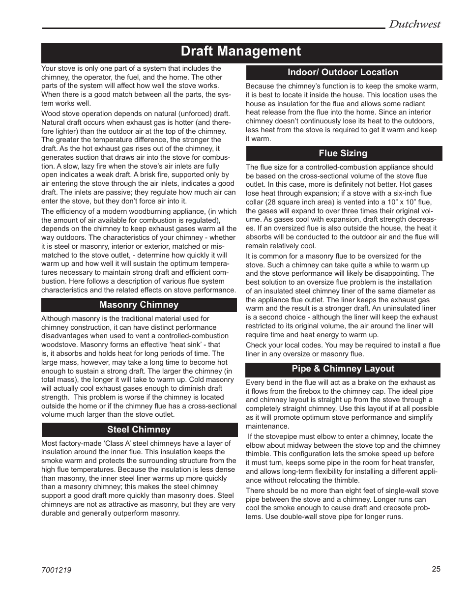 Draft management, Dutchwest | Vermont Casting 2463 User Manual | Page 25 / 32