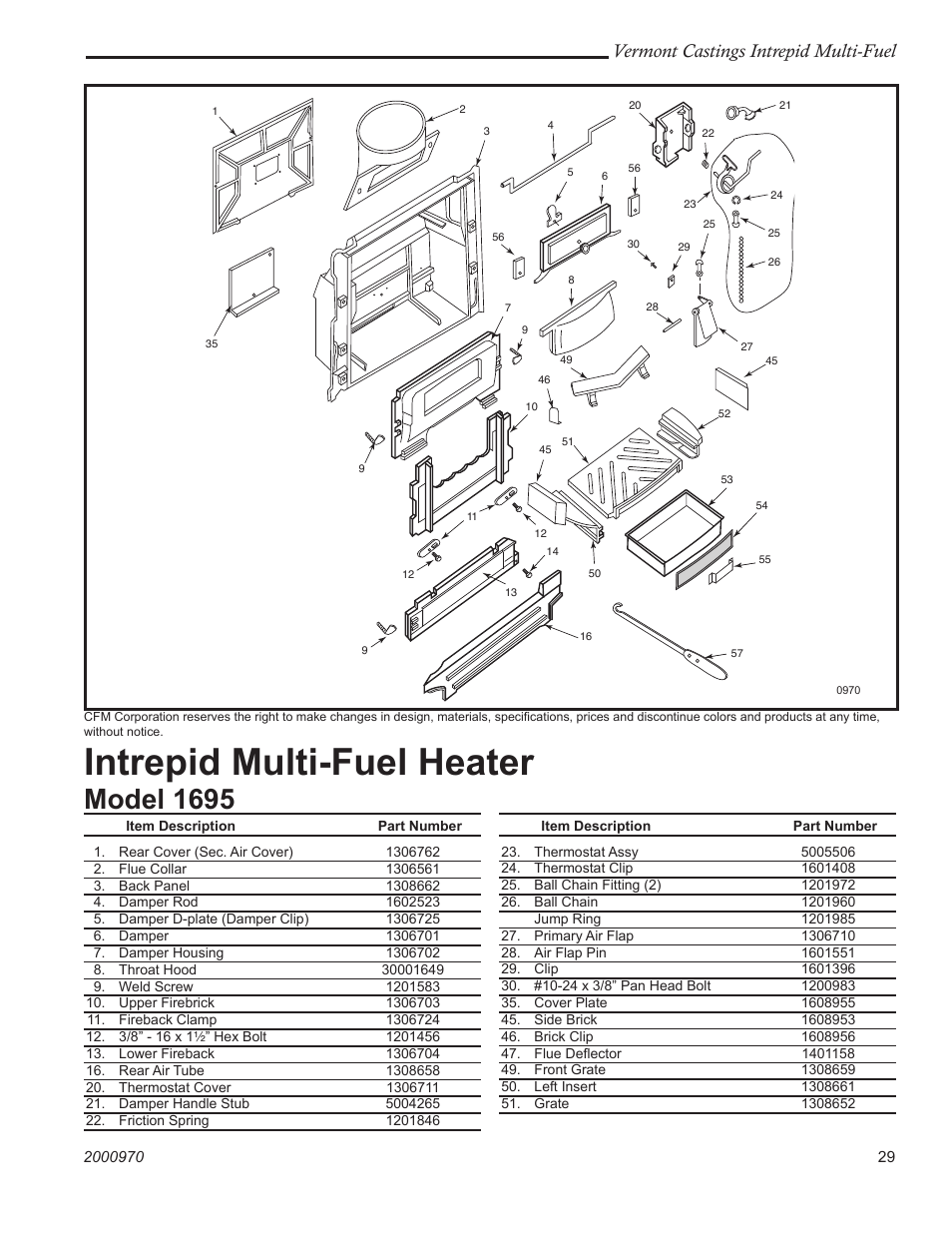 Intrepid multi-fuel heater, Model 1695, Vermont castings intrepid multi-fuel | Vermont Casting 1695 User Manual | Page 29 / 32