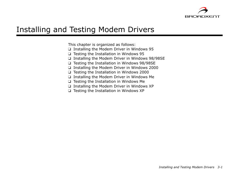 Installing and testing modem drivers | CREATIVE DSI V.92 User Manual | Page 17 / 60