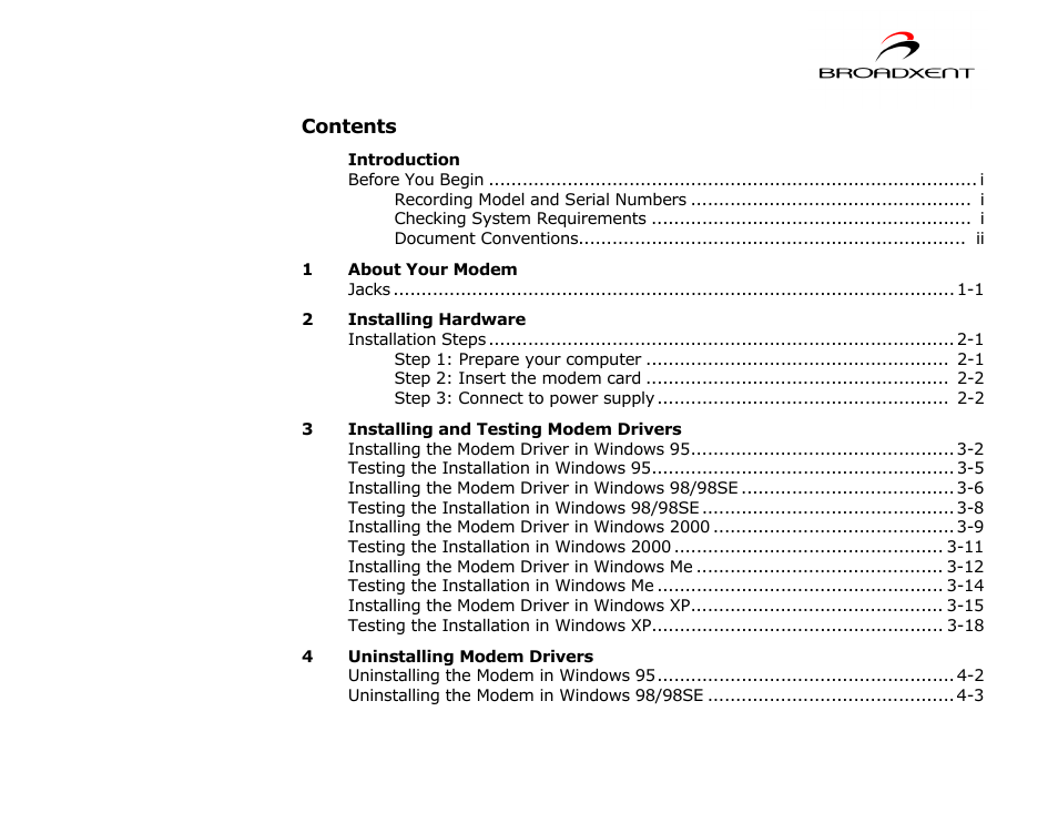CREATIVE DSI V.92 User Manual | Page 3 / 60