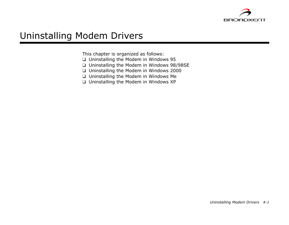Uninstalling modem drivers | CREATIVE DSI V.92 User Manual | Page 36 / 60
