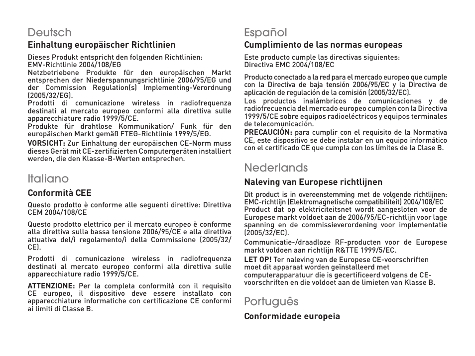 Deutsch, Italiano, Español | Nederlands, Português | CREATIVE WP 450 User Manual | Page 75 / 80