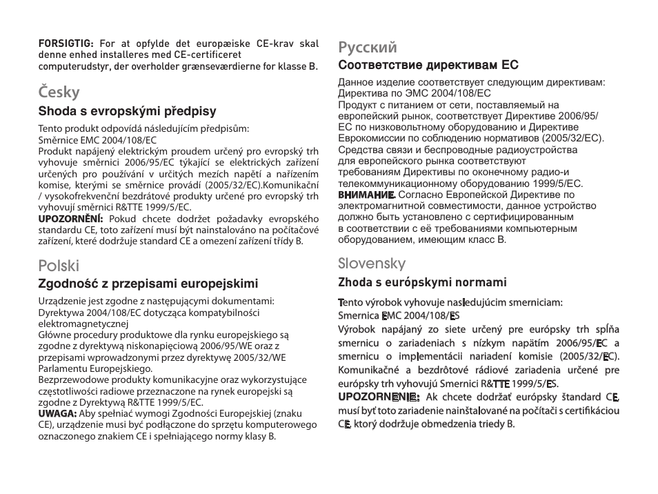 Česky, Pyccкий, Polski | Slovensky | CREATIVE WP 450 User Manual | Page 77 / 80