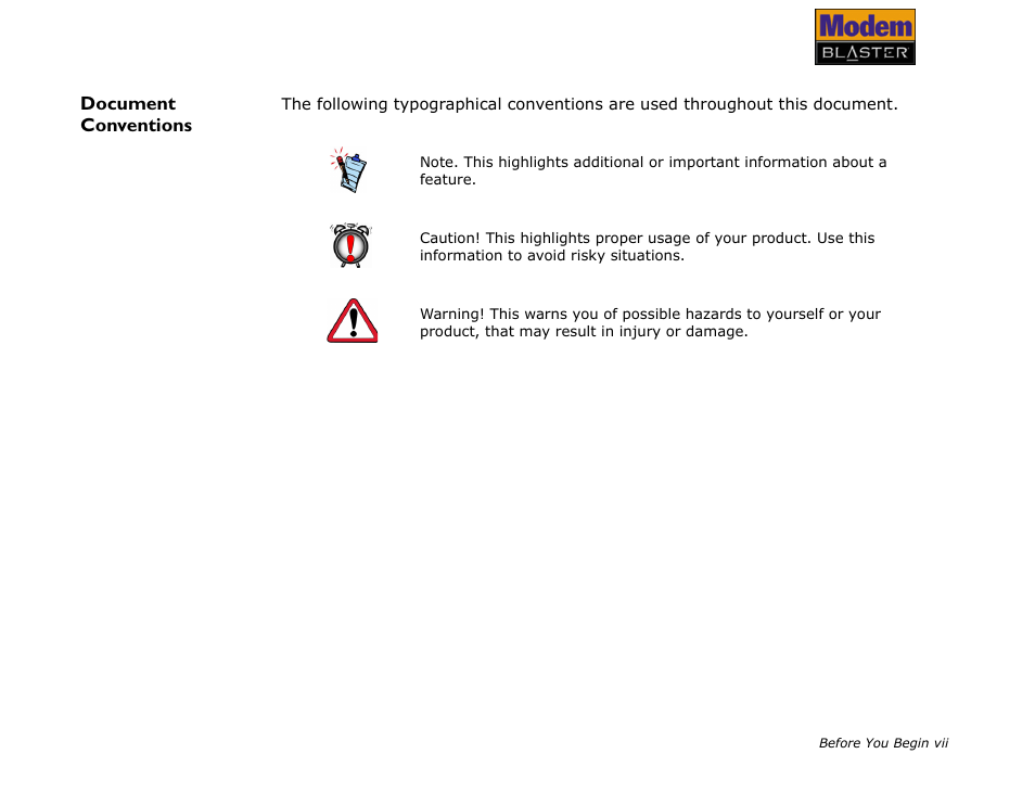 Document conventions | CREATIVE Modem Blaster V.92 PCMCIA DI5611 User Manual | Page 10 / 40