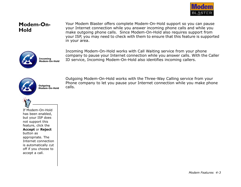 Modem-on- hold, Modem-on-hold -3 | CREATIVE Modem Blaster V.92 PCMCIA DI5611 User Manual | Page 26 / 40