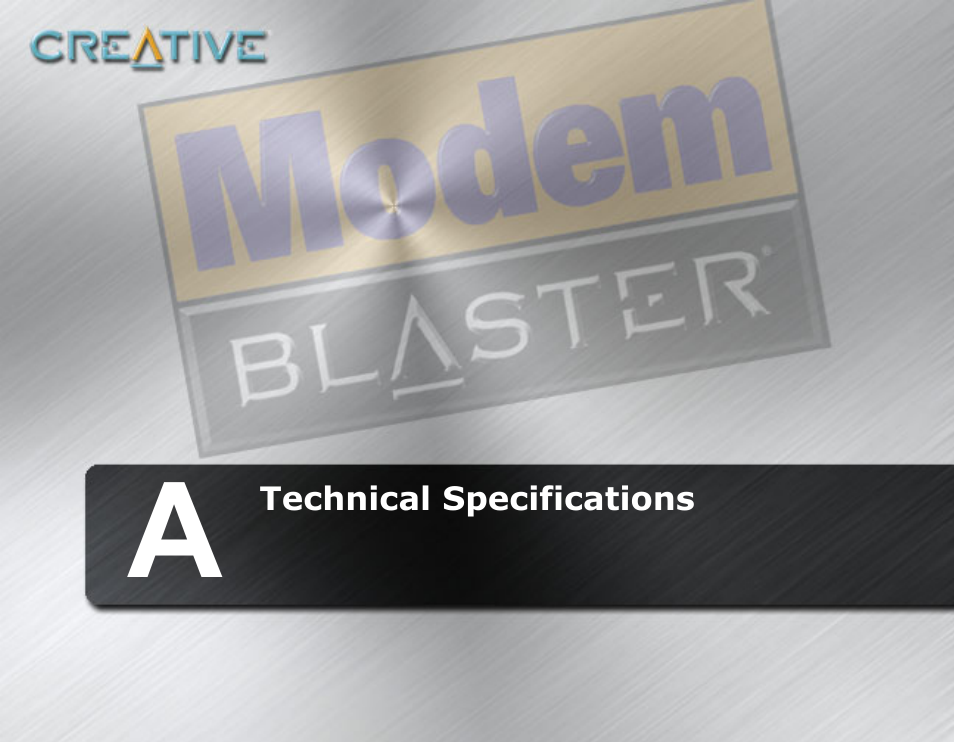 Technical specifications, A technical specifications | CREATIVE Modem Blaster V.92 PCMCIA DI5611 User Manual | Page 29 / 40