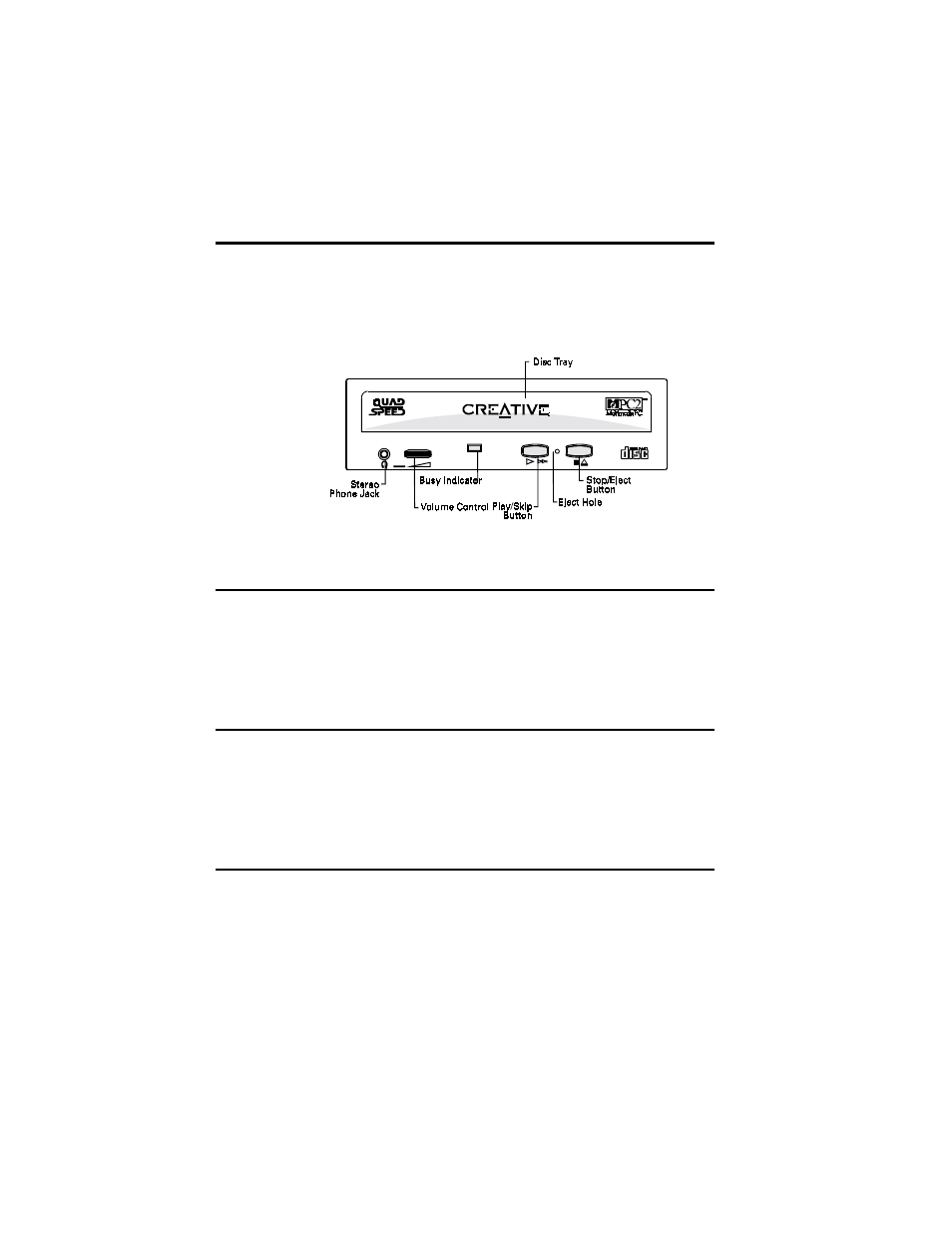 The drive’s front panel | CREATIVE 4X CD-ROM Drives GCD-R542B User Manual | Page 11 / 70