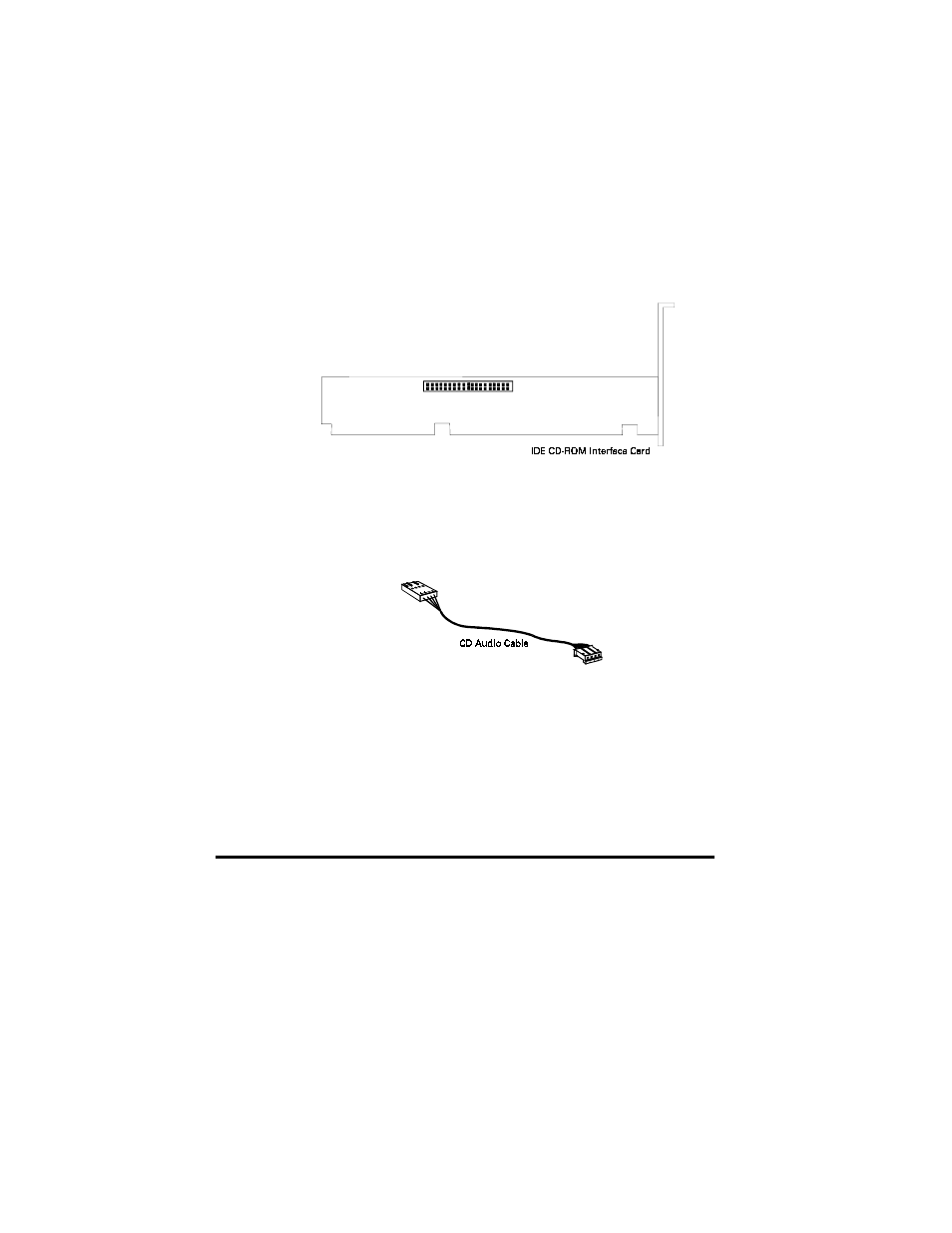 Figure 2-2: ide cd-rom interface card, Figure 2-3: cd audio cable, Installing your drive | CREATIVE 4X CD-ROM Drives GCD-R542B User Manual | Page 17 / 70