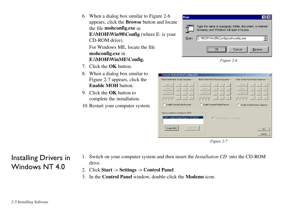 Installing drivers in windows nt 4.0, Installing drivers in windows nt 4.0 -5 | CREATIVE Blaster v.92 External User Manual | Page 17 / 35