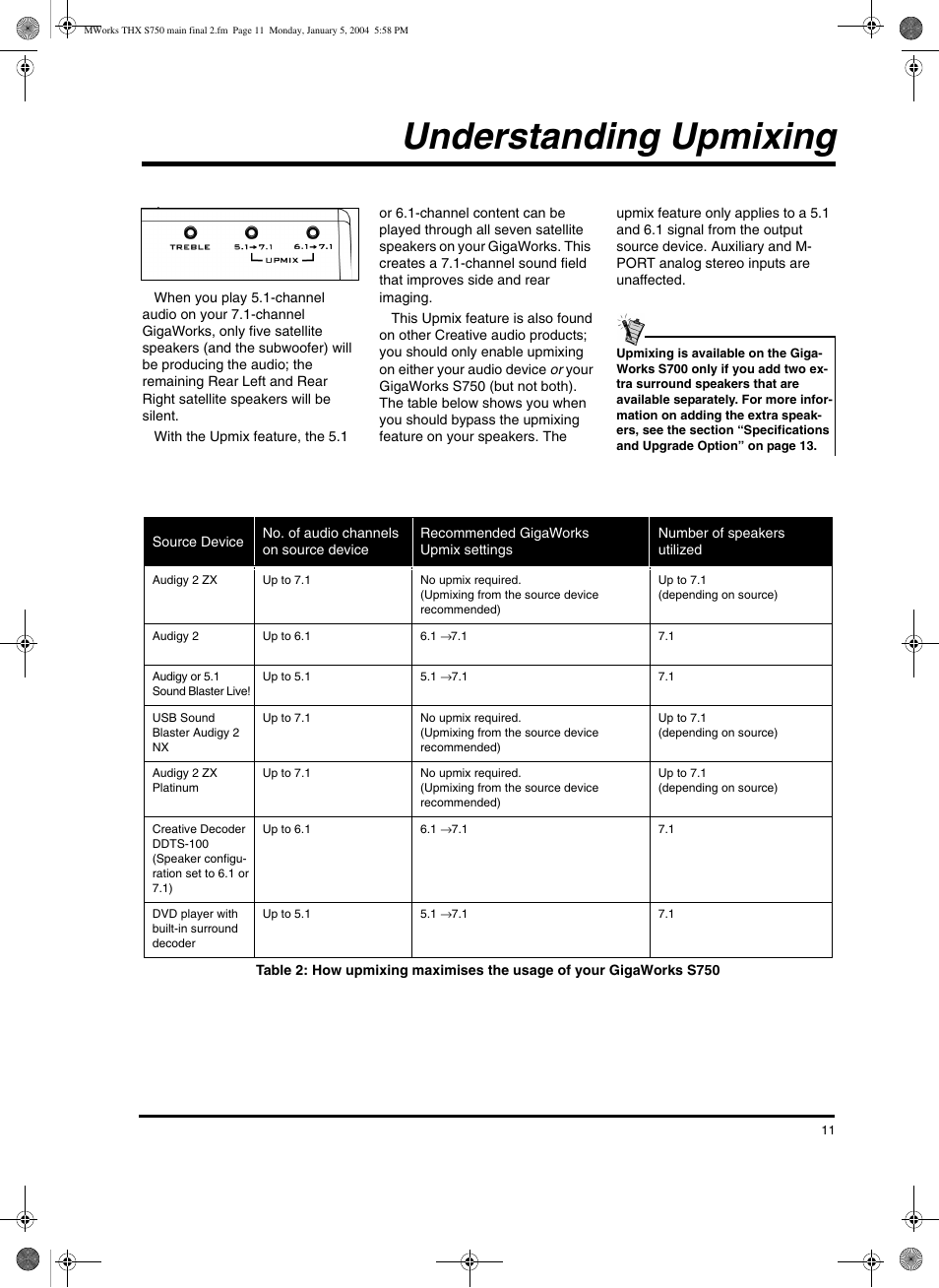 Understanding upmixing | CREATIVE GigaWorks S750 User Manual | Page 11 / 12