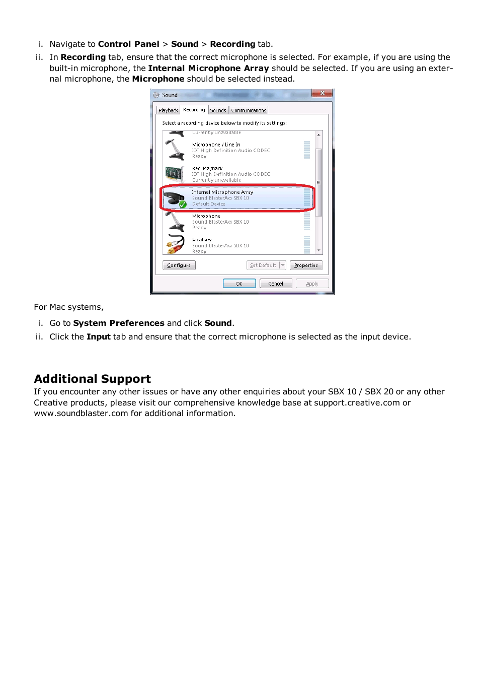 Additional support | CREATIVE Sound BlasterAxx SB1390 (SBX10) User Manual | Page 27 / 33